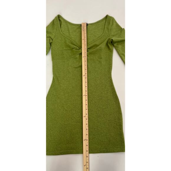 SHEIN SXY TWIST FRONT FLOUNCE SLEEVE BODYCON DRESS LIME GREEN SIZE M - Picture 9 of 13